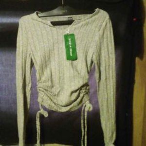 Cute Small Teens Gray Long Sleeve Shirt